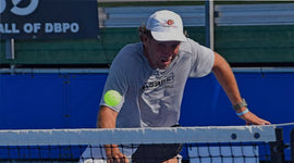 Jaime Oncins playing pickleball with his favorite Engage paddle.