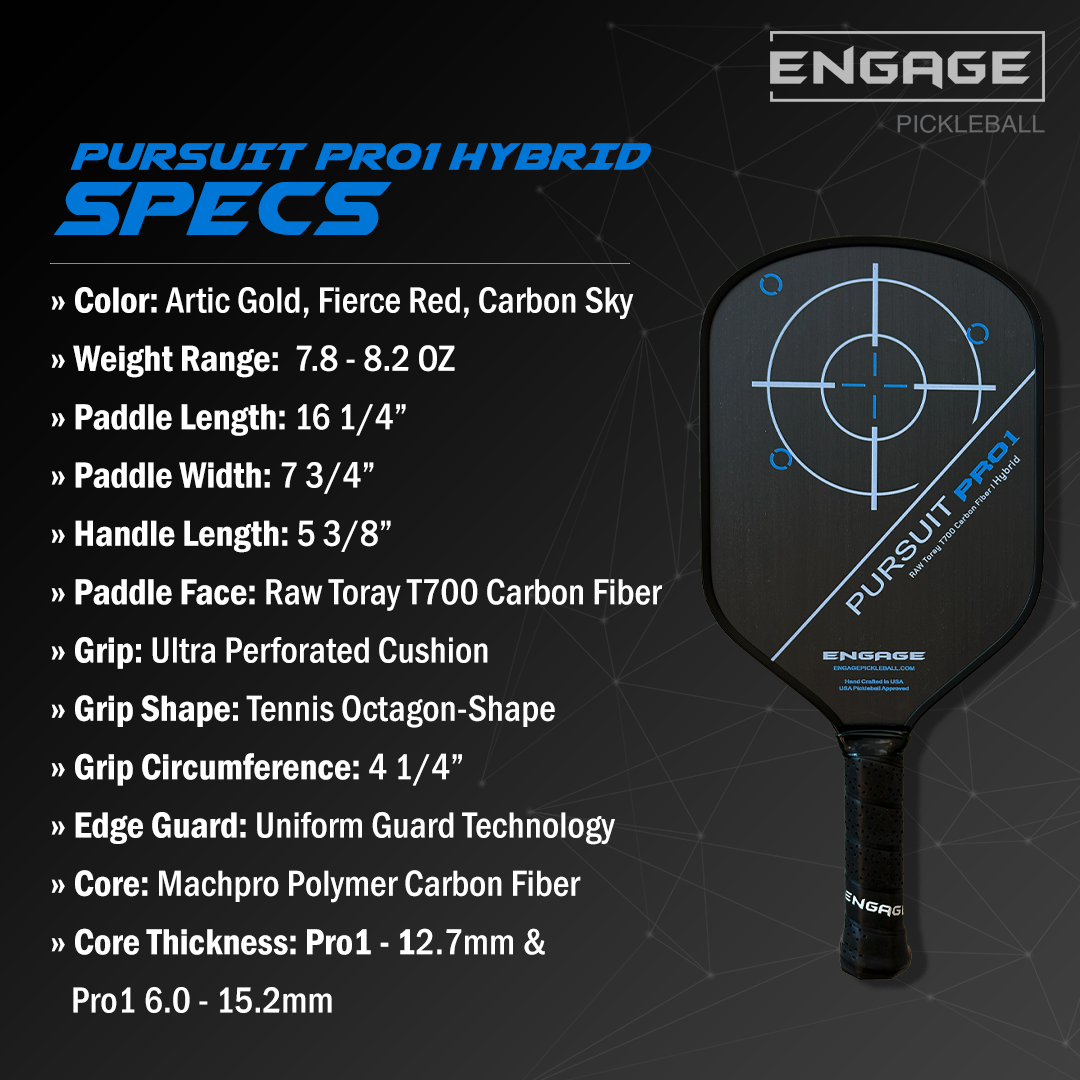Pursuit Pro1 Hybrid | Raw T700 Carbon Fiber – EngagePickleball